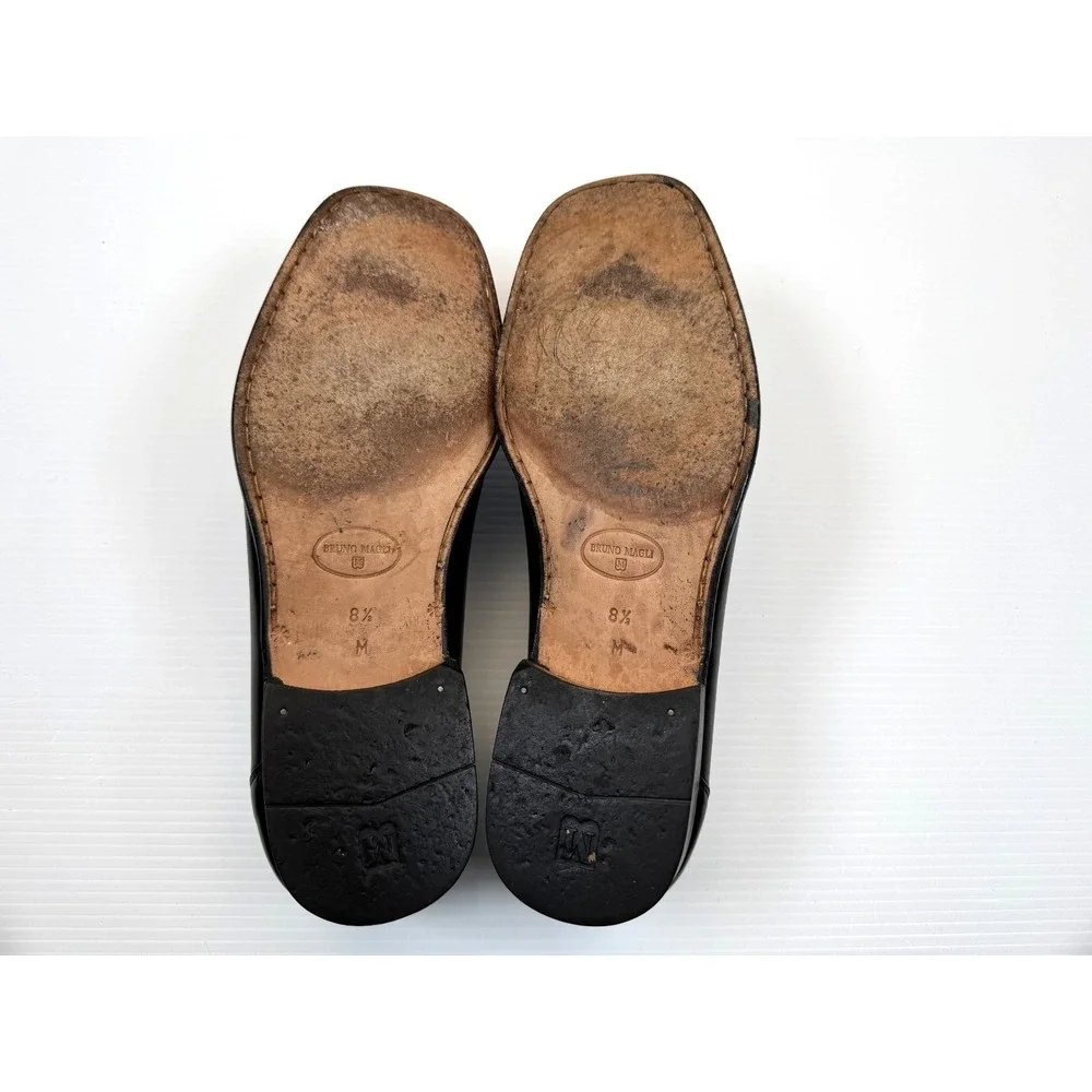Bruno Magli Tomas Tassel Loafer Mens 8.5 EUC Black Leather Slip-On Italy Comfort